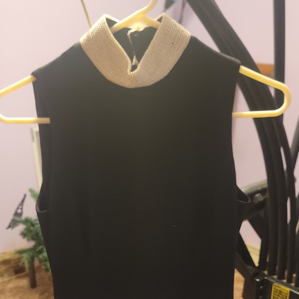 Evan Picone Black Dress with Silver Accents